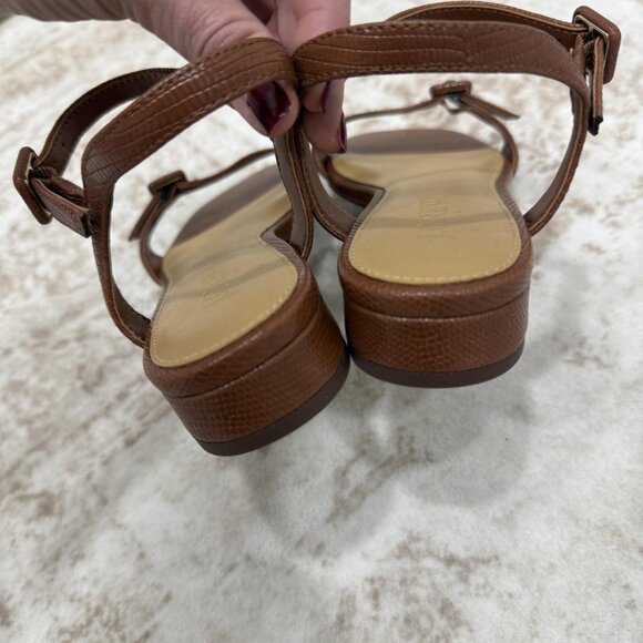 J.Crew Sandals Womens Size 6 Ankle Strap Square Toe Buckle Low Heel Strappy - Picture 5 of 8